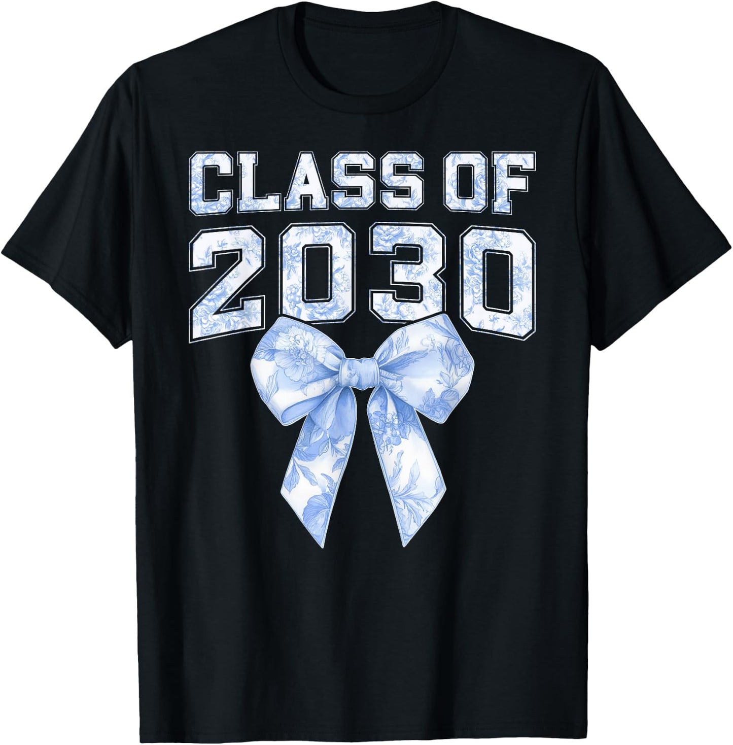 Coquette Bow Preppy Class of 2030 Girly Girl 30 Graduation T-Shirt - T-Shirt | Black