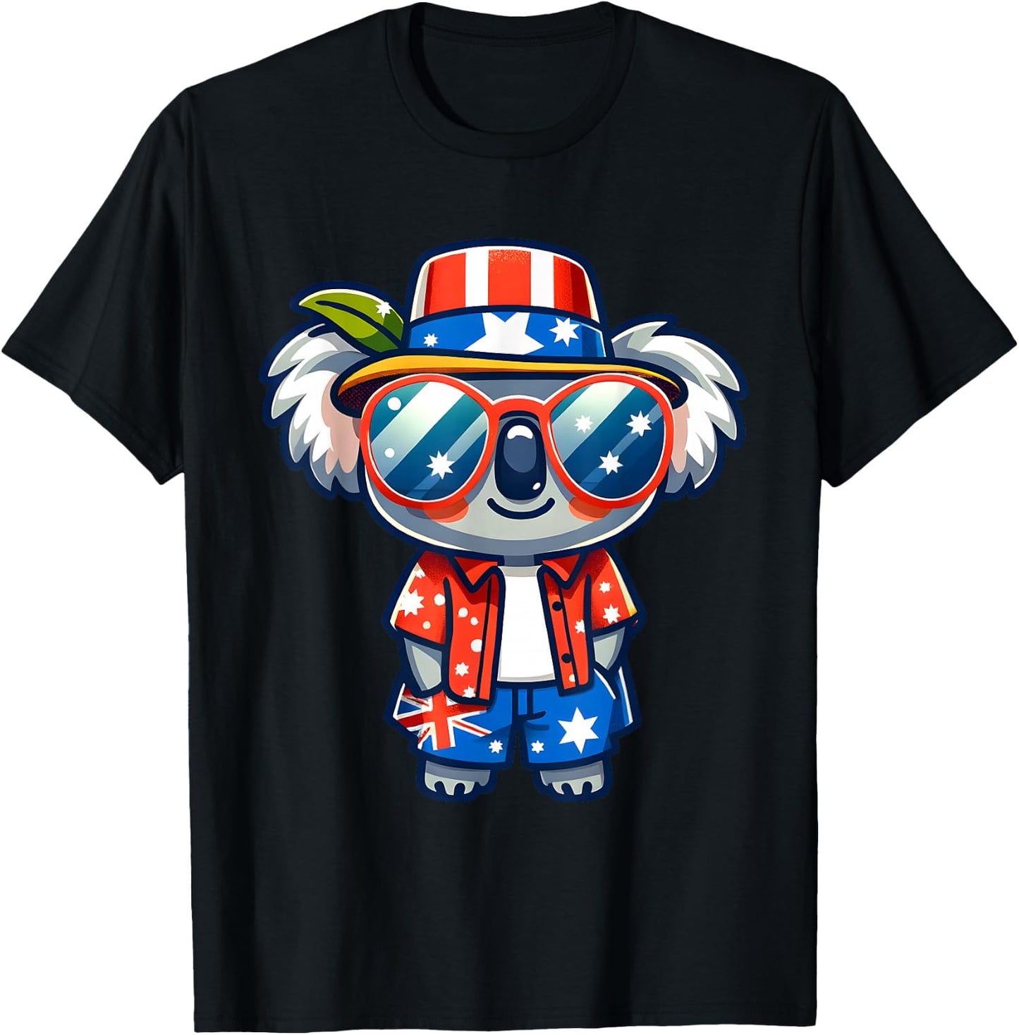 Koala USA Flag Australia Day Australian Flag Born Adult Kids T-Shirt - T-Shirt | Black