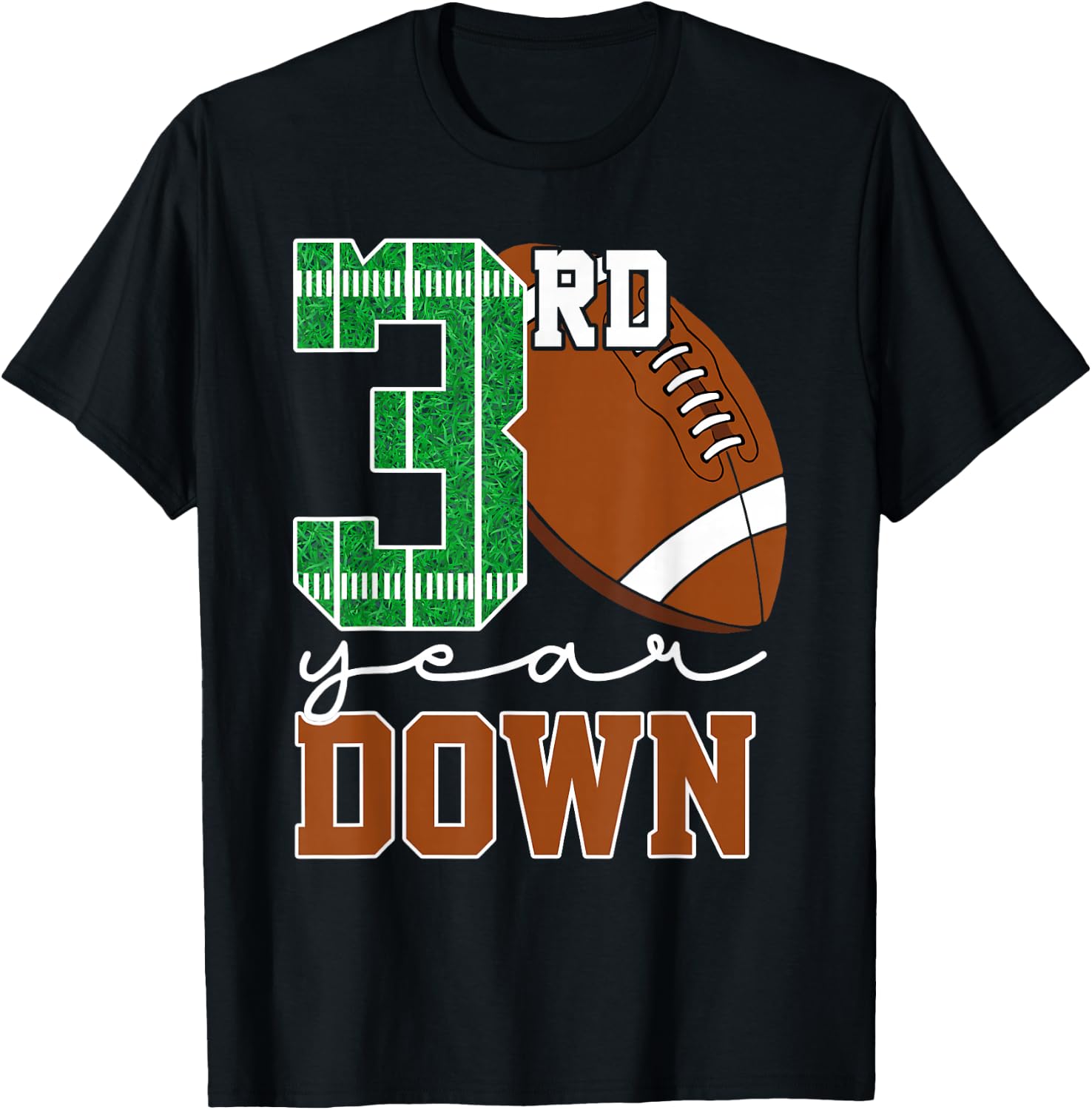 3rd Year Down Football Lover Third Birthday Boy Party T-Shirt - T-Shirt | Black