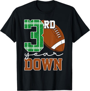 3rd Year Down Football Lover Third Birthday Boy Party T-Shirt - T-Shirt | Black