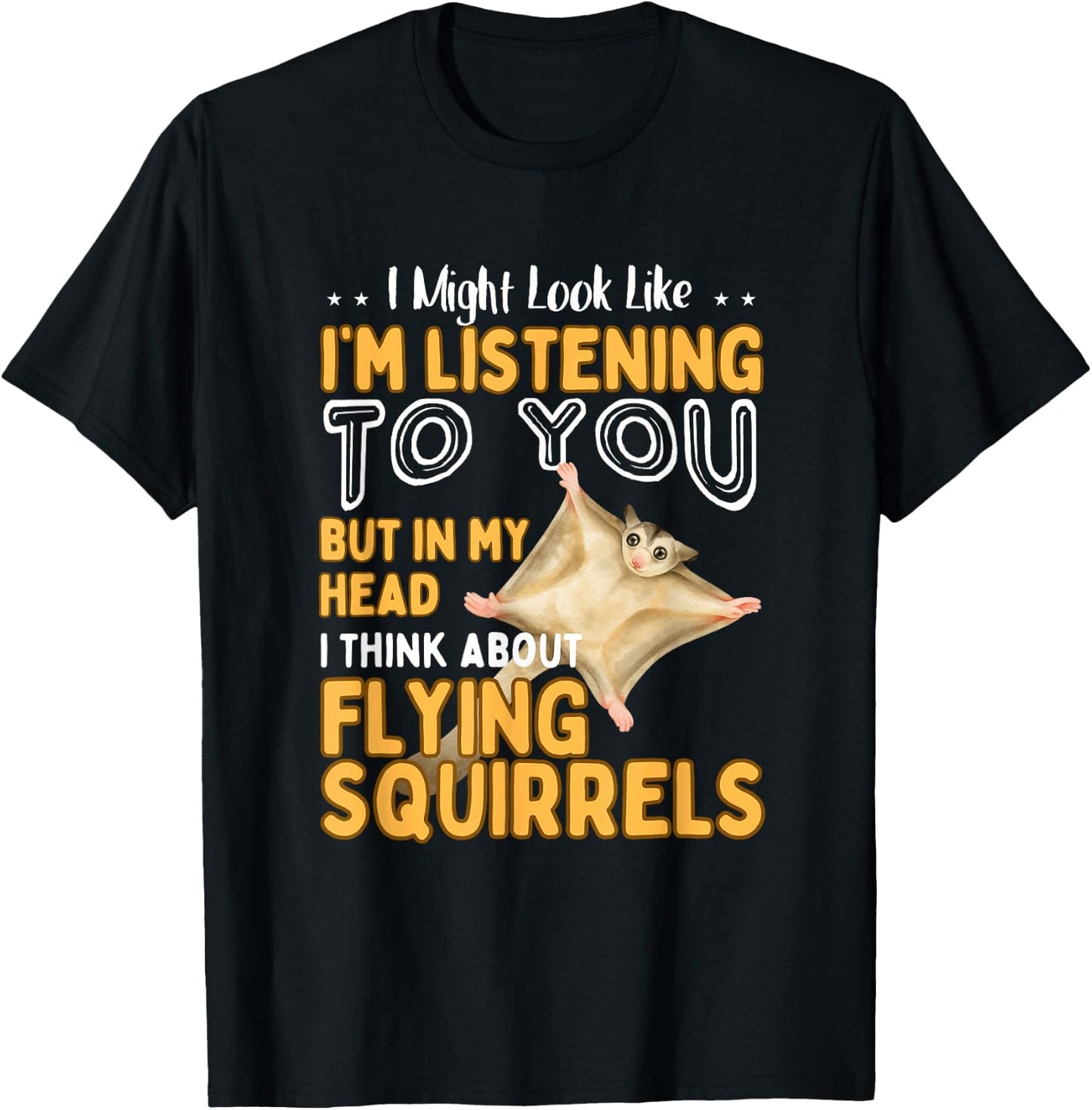 Funny Flying Squirrel Shirt Animal Lover Flying Squirrels T-Shirt - T-Shirt | Black