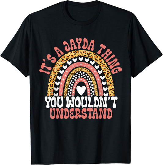 Funny Jayda Name Leopard Funny Jayda Birthday Quote Jayda T-Shirt - T-Shirt | Black