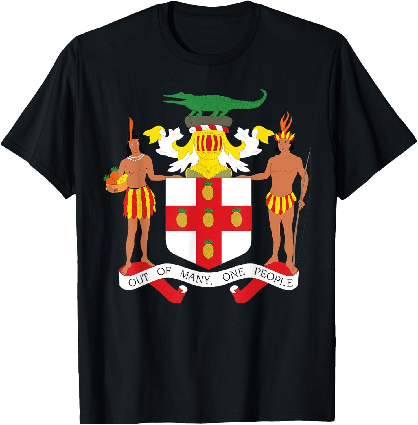 Jamaican Coat of Arms T Shirt, Coat of Arms of Jamaica Shirt T-Shirt - T-Shirt | Black