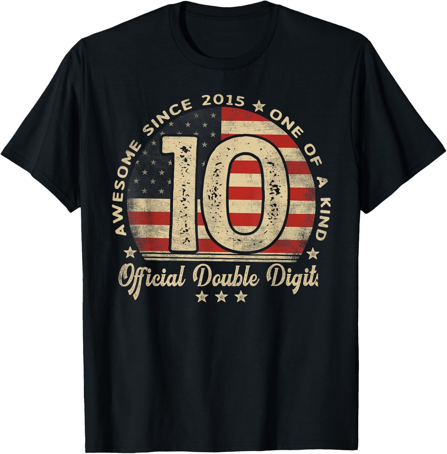 Awesome Since 2015 Official Double Digits 10th Birthday T-Shirt - T-Shirt | Black