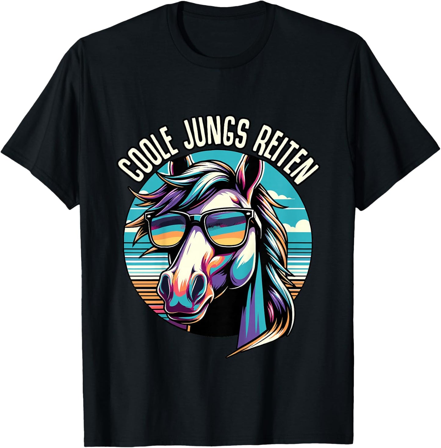 Kinder Coole Jungs Reiten Pferd Reiter Jungen Pferde Reitsport T-Shirt - T-Shirt | Black
