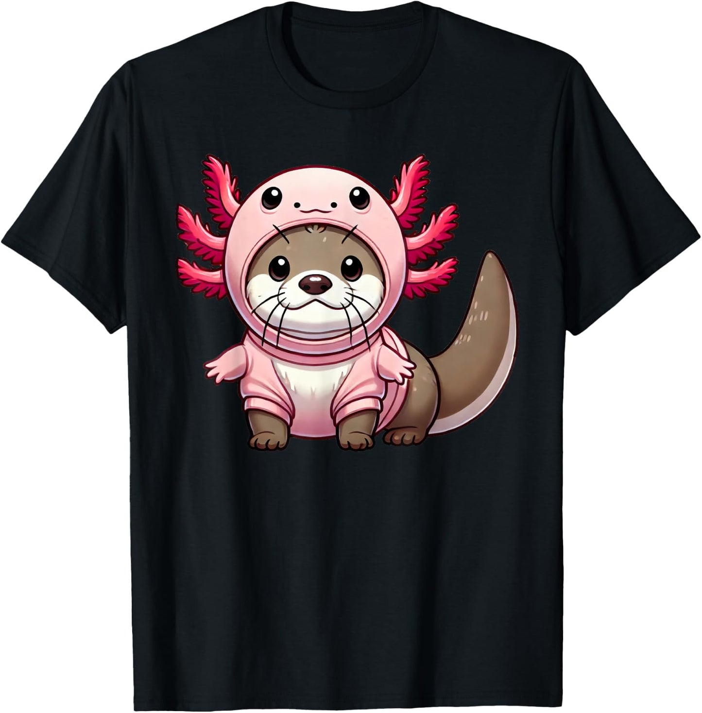 Kawaii Otter Axolotl Costume T-Shirt - T-Shirt | Black