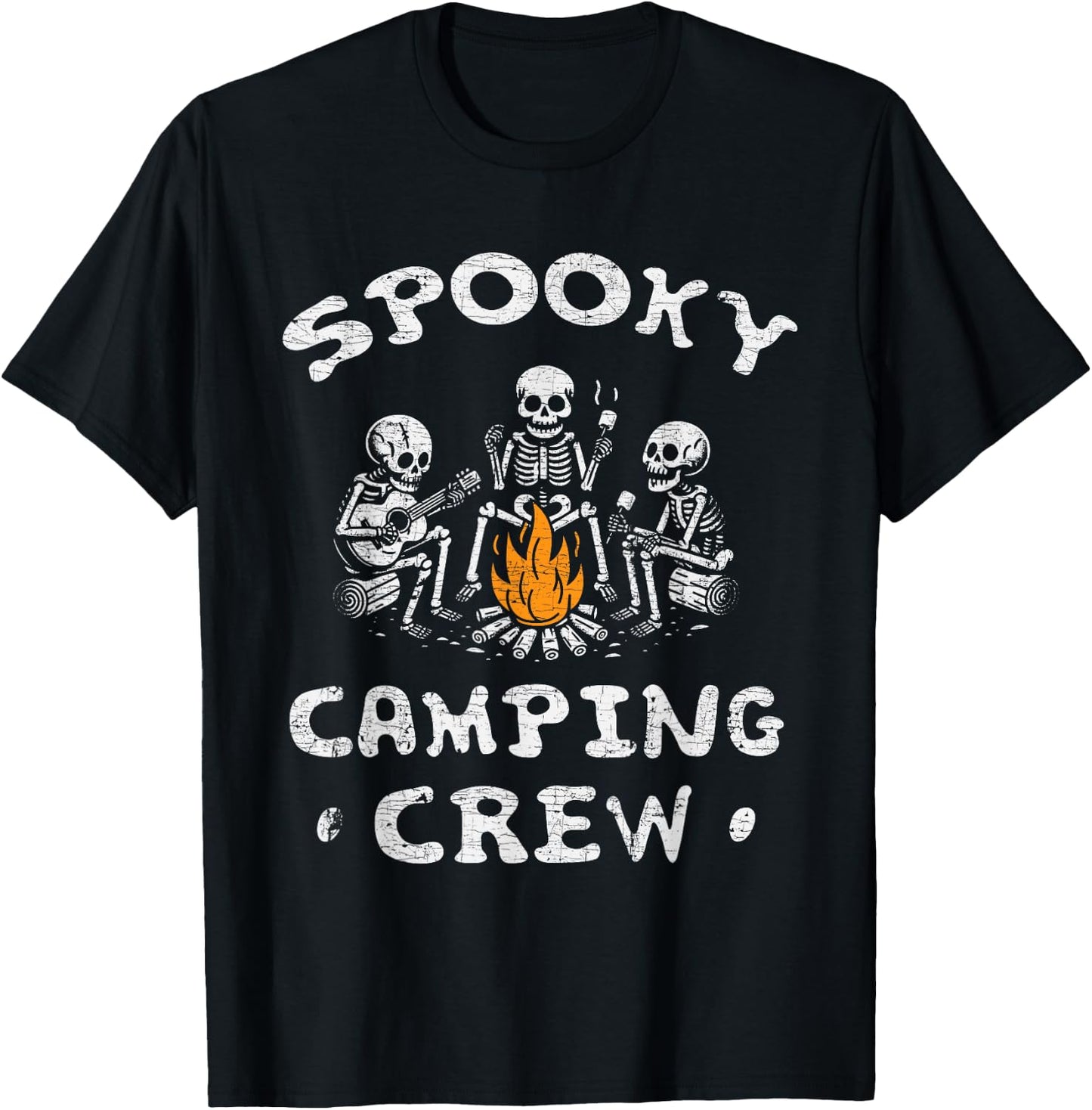 Spooky Camping Crew Halloween Camping Skeleton Campsite T-Shirt - T-Shirt | Black