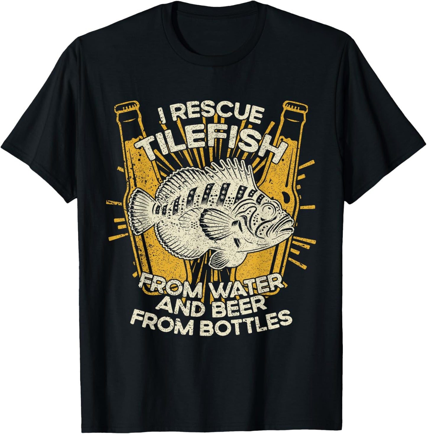 I Rescue Fish And Beer - Fisherman Fishing Tilefish T-Shirt - T-Shirt | Black