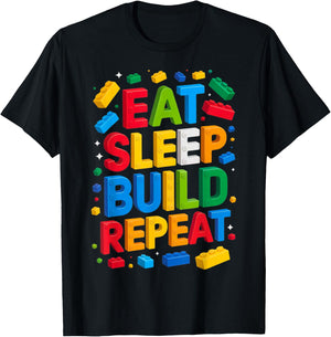 EAT Sleep Build Repeat Bausteine, Bausteine T-Shirt - T-Shirt | Black