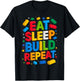 EAT Sleep Build Repeat Bausteine, Bausteine T-Shirt - T-Shirt | Black