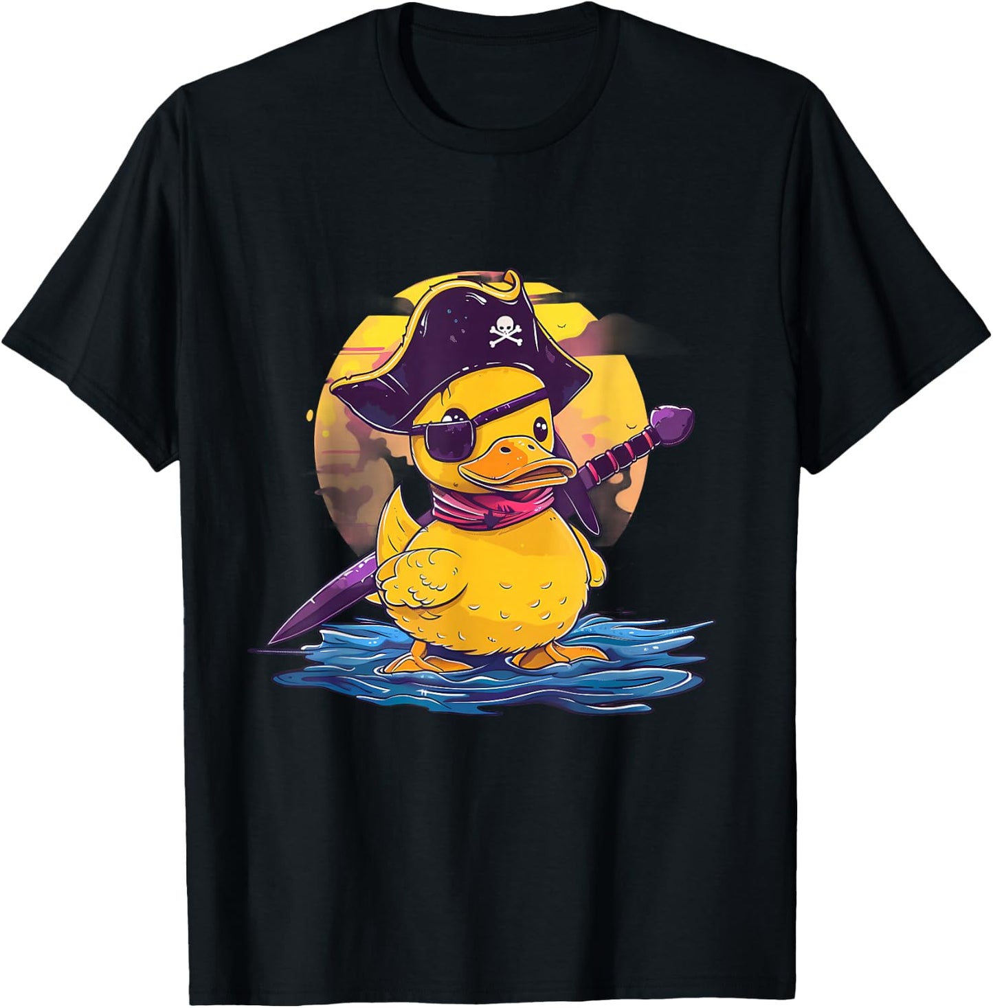 Rubber Duck Funny Rubber Duck Captain Rubber Duckie Pirate T-Shirt - T-Shirt | Black