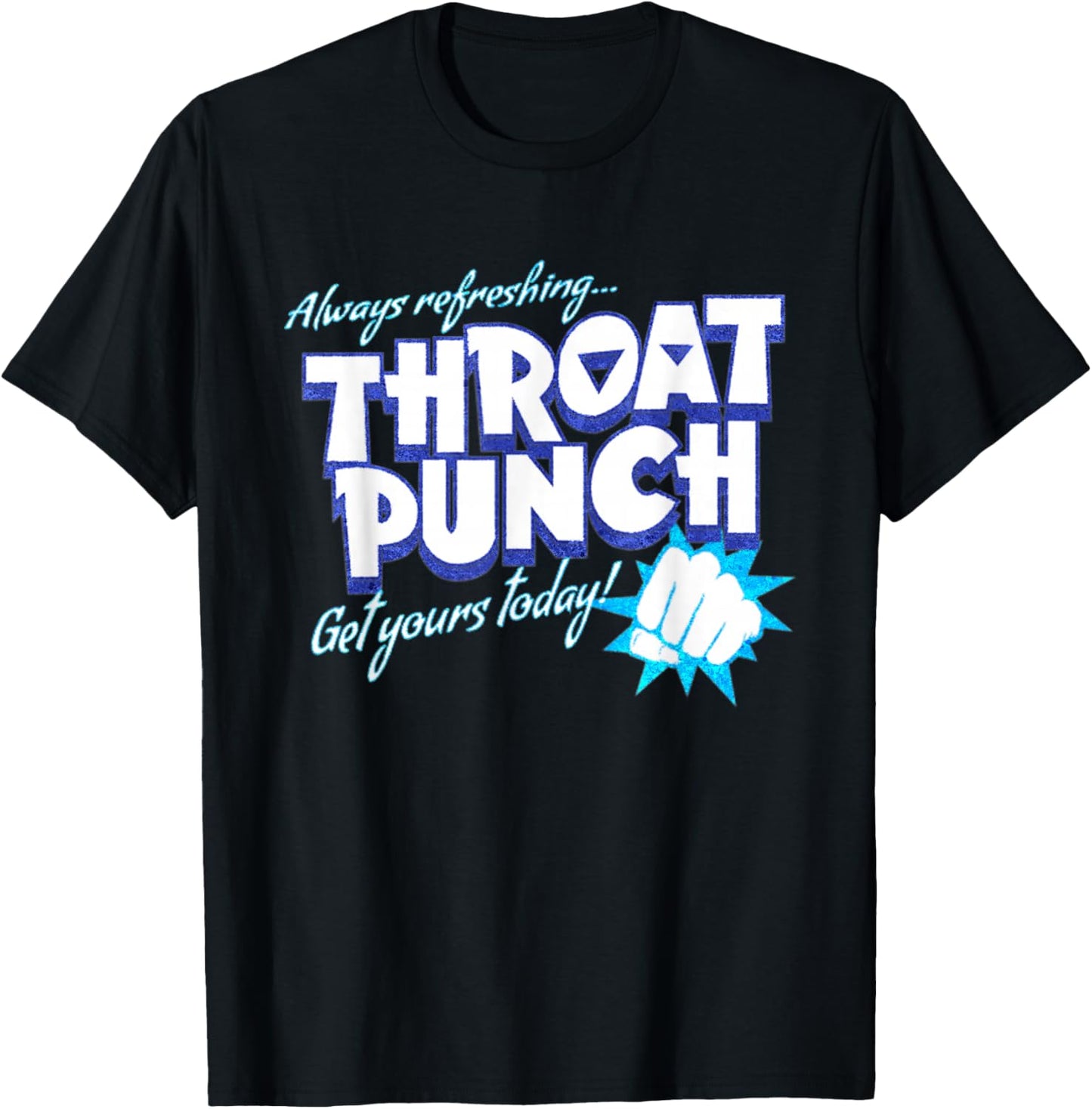 Distressed Refreshing Throat Punch Blue T-Shirt - T-Shirt | Black