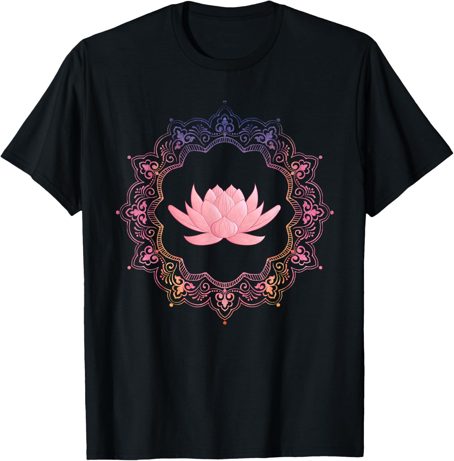 Lotus Mandala Circle | Spiritual Yoga T-Shirt - T-Shirt | Black