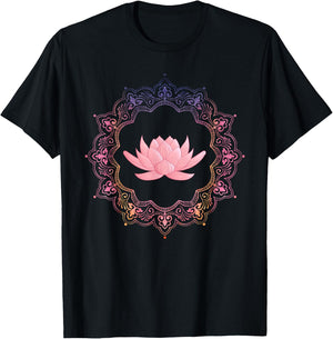 Lotus Mandala Circle | Spiritual Yoga T-Shirt - T-Shirt | Black