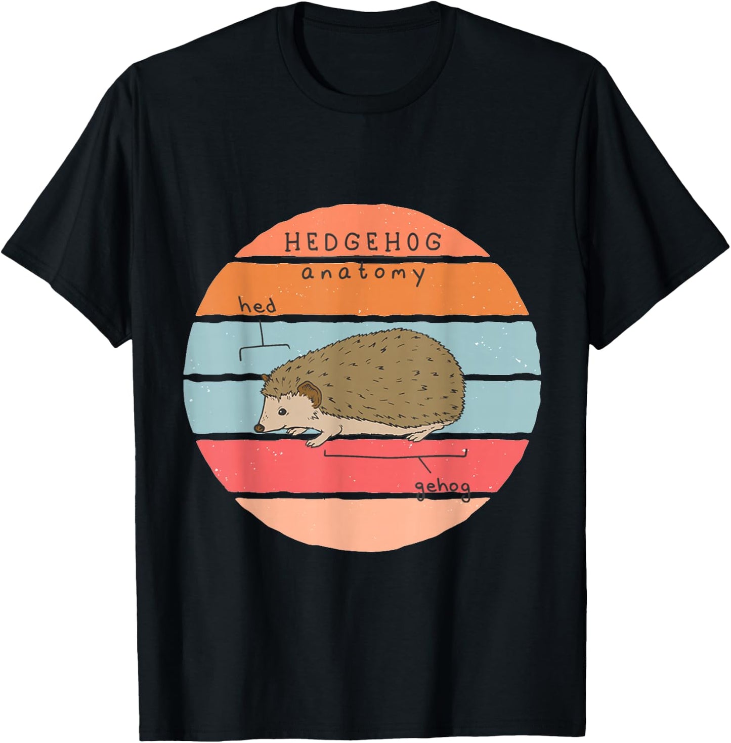 Hedgehog Animal Anatomy Science Humour Cute Animal Lover T-Shirt - T-Shirt | Black