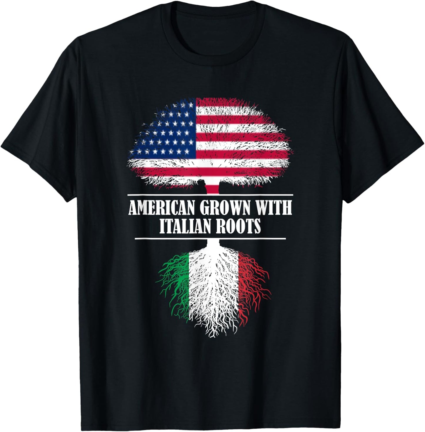 American grown with italian roots Italy flag country T-Shirt - T-Shirt | Black