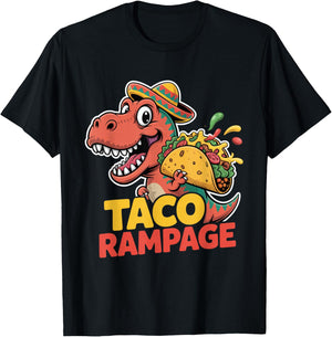 T Rex Taco Rampage Cinco De Mayo Funny Dino T-Shirt - T-Shirt | Black