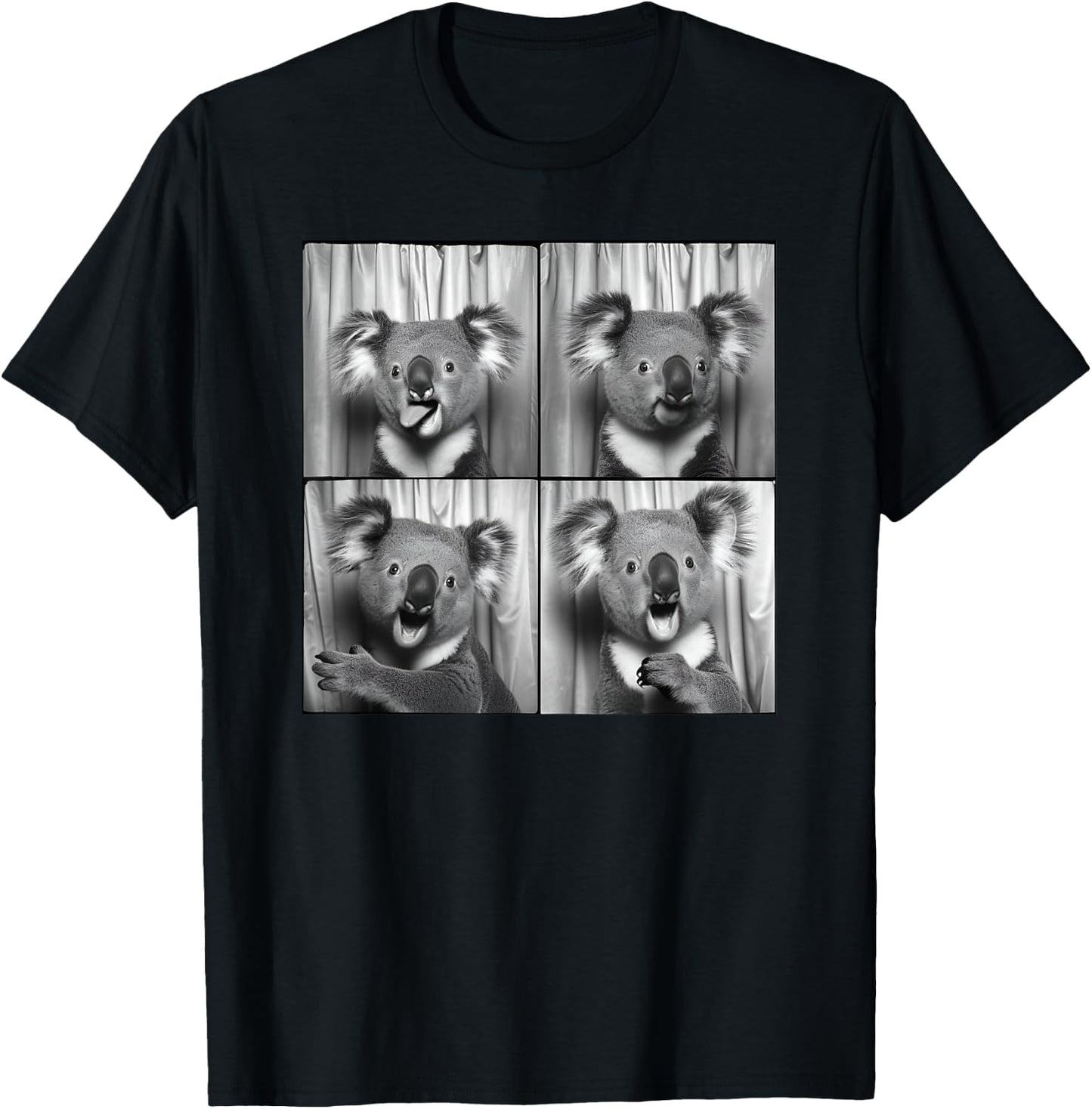 Funny Koala Face Laughing Koala Animal Photo Cute Koala T-Shirt - T-Shirt | Black