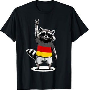 Deutsche Flagge Waschbär Lustig Deutschland T-Shirt - T-Shirt | Black