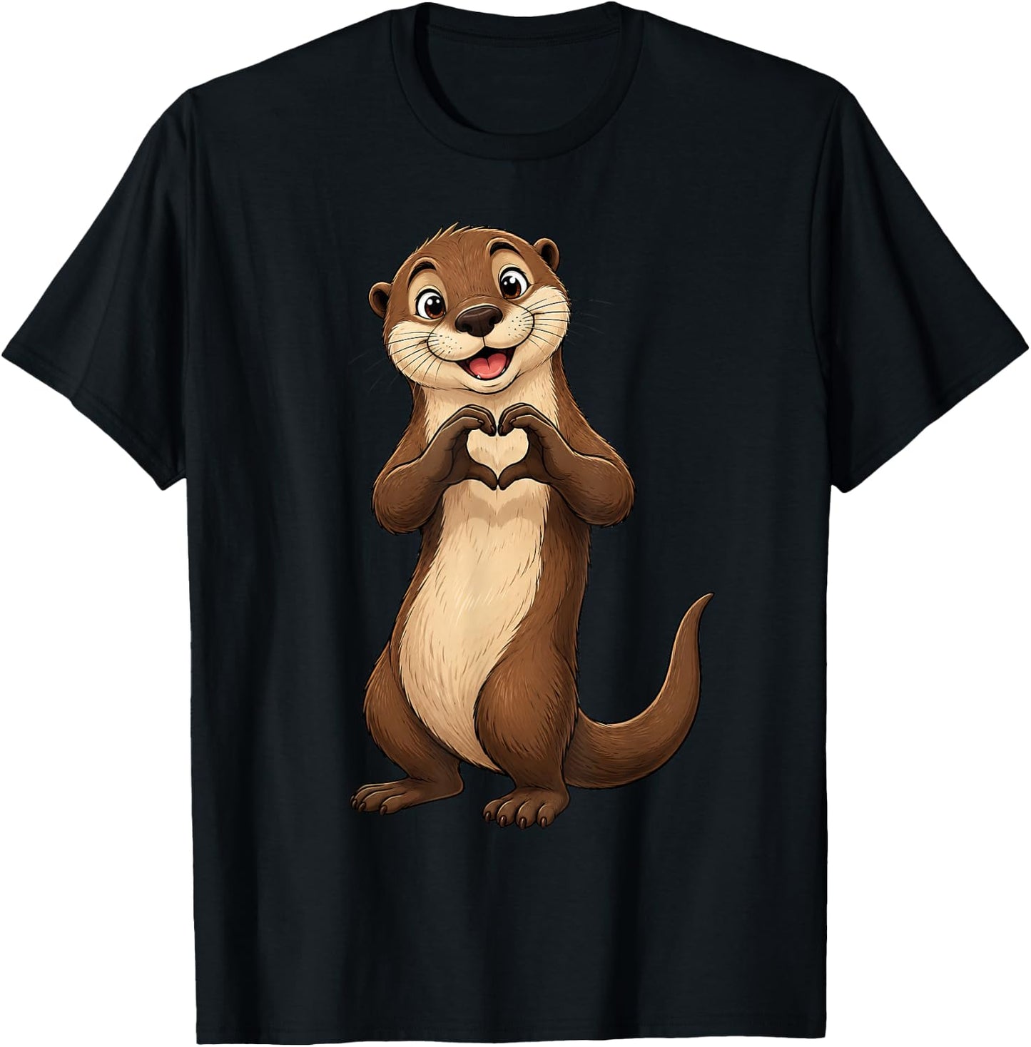 Otter mit Herz | Süßer Otterfreund mit Herzsymbol T-Shirt - T-Shirt | Black