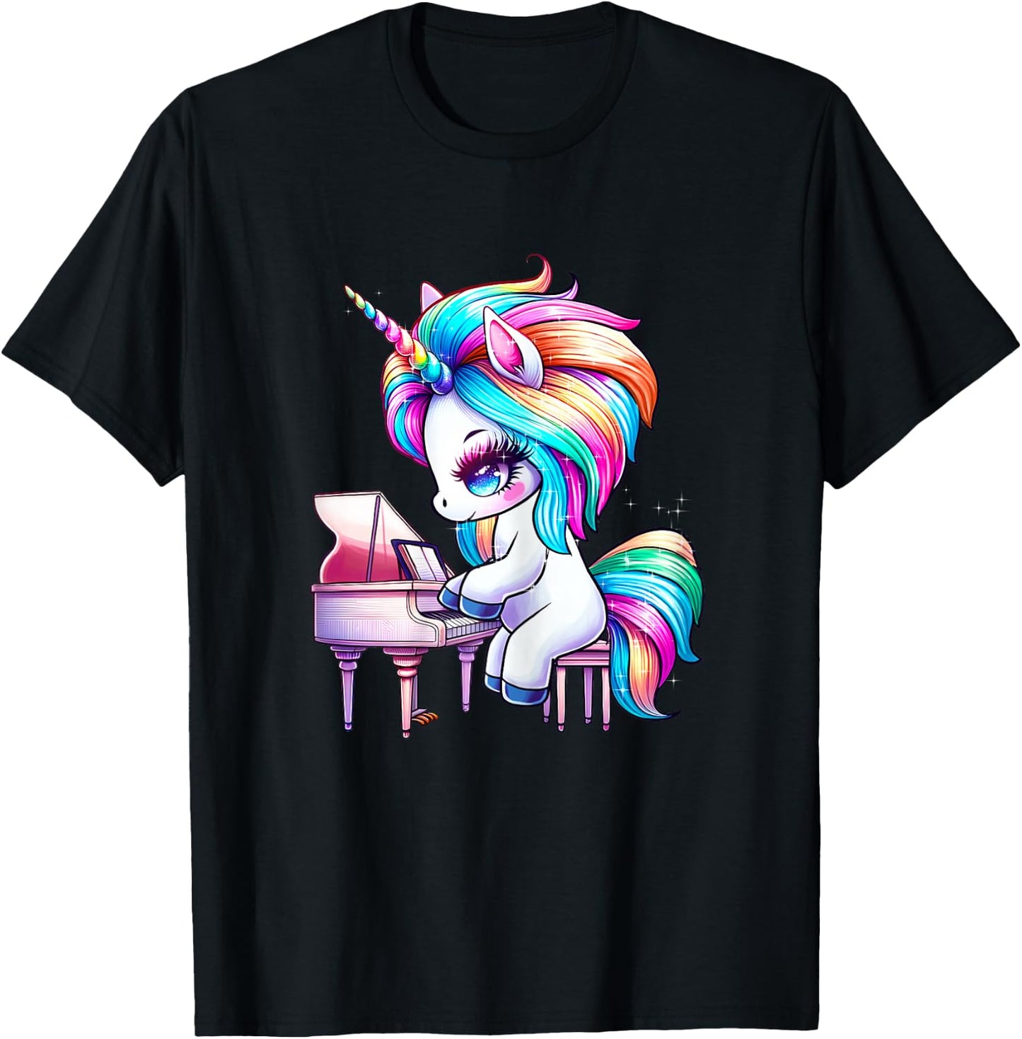 Unicorn Playing Piano Pianist Musician Music Teacher T-Shirt - T-Shirt | Black