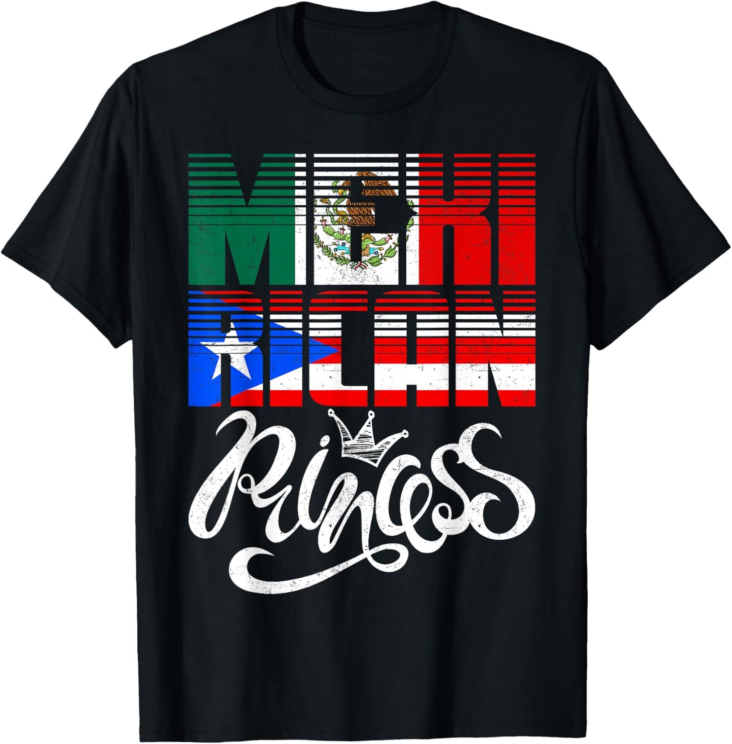 Mexirican Princess Puerto Rican Mexican Hispanic Heritage T-Shirt - T-Shirt | Black