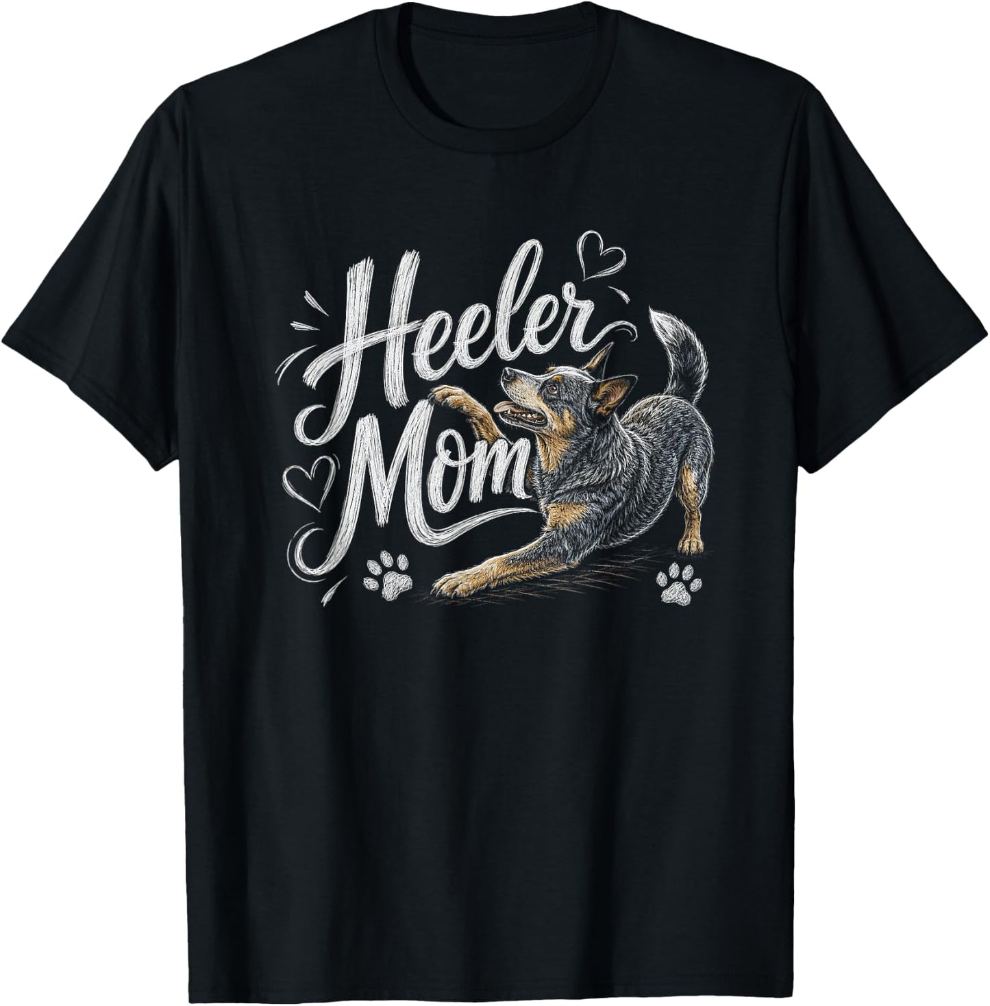 Australian Cattle Dog Blue Heeler Mom Artwork Design T-Shirt - T-Shirt | Black