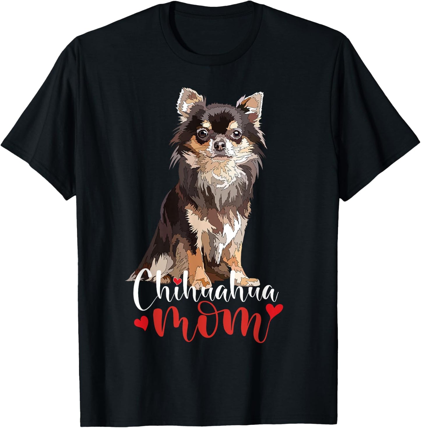 Chihuahua Mama Chihuahua Long Haired Mom Mommy Chiwawa Dog Women Kids T-Shirt - T-Shirt | Black