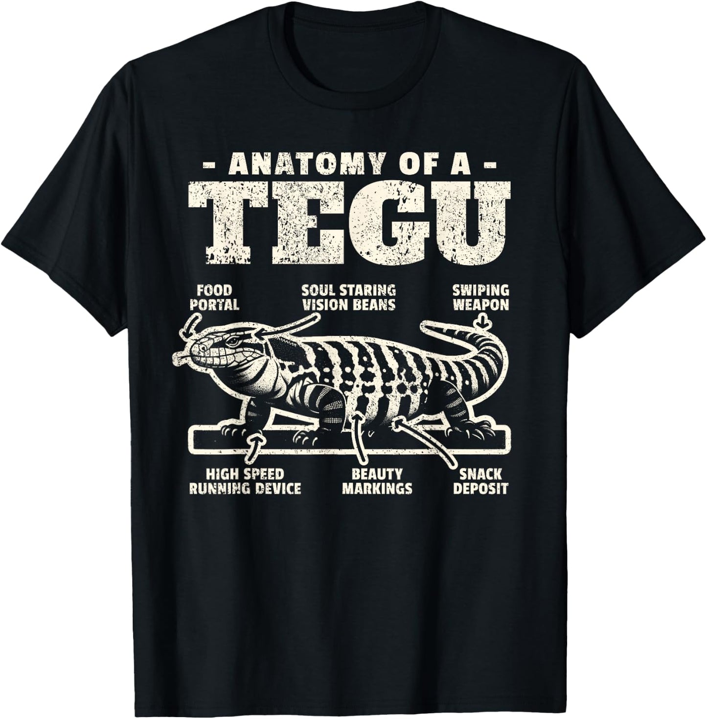 Tegu Owner - Giant Tegu - Anatomy Tegu Lizard - Funny Tegu T-Shirt - T-Shirt | Black