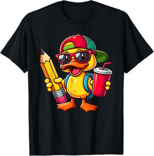 Cute Duck Lover Pencil Back to School Kids Boys Girls T-Shirt - T-Shirt | Black