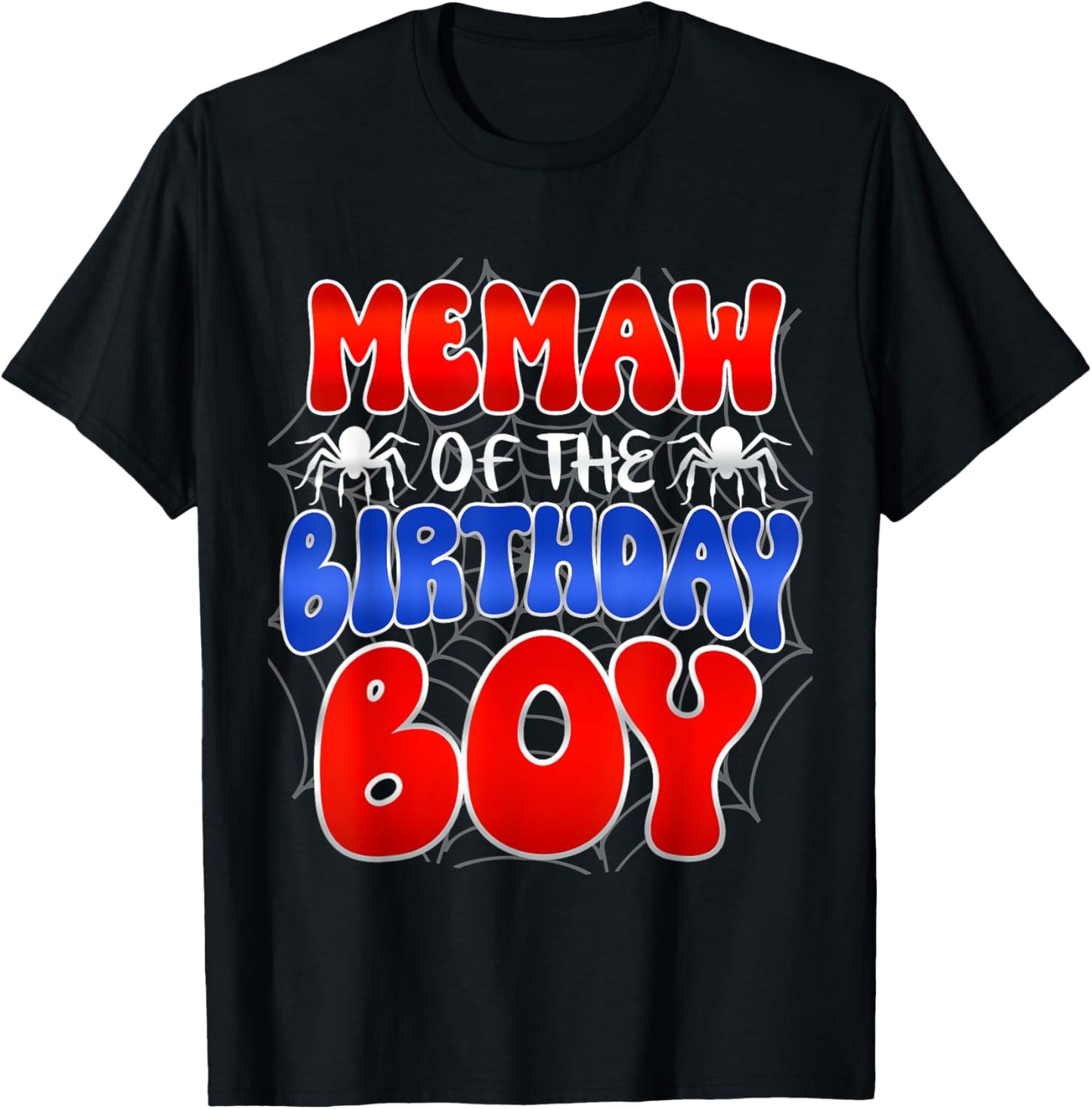 Memaw of the Birthday Boy Costume Spider Web Birthday Party T-Shirt - T-Shirt | Black