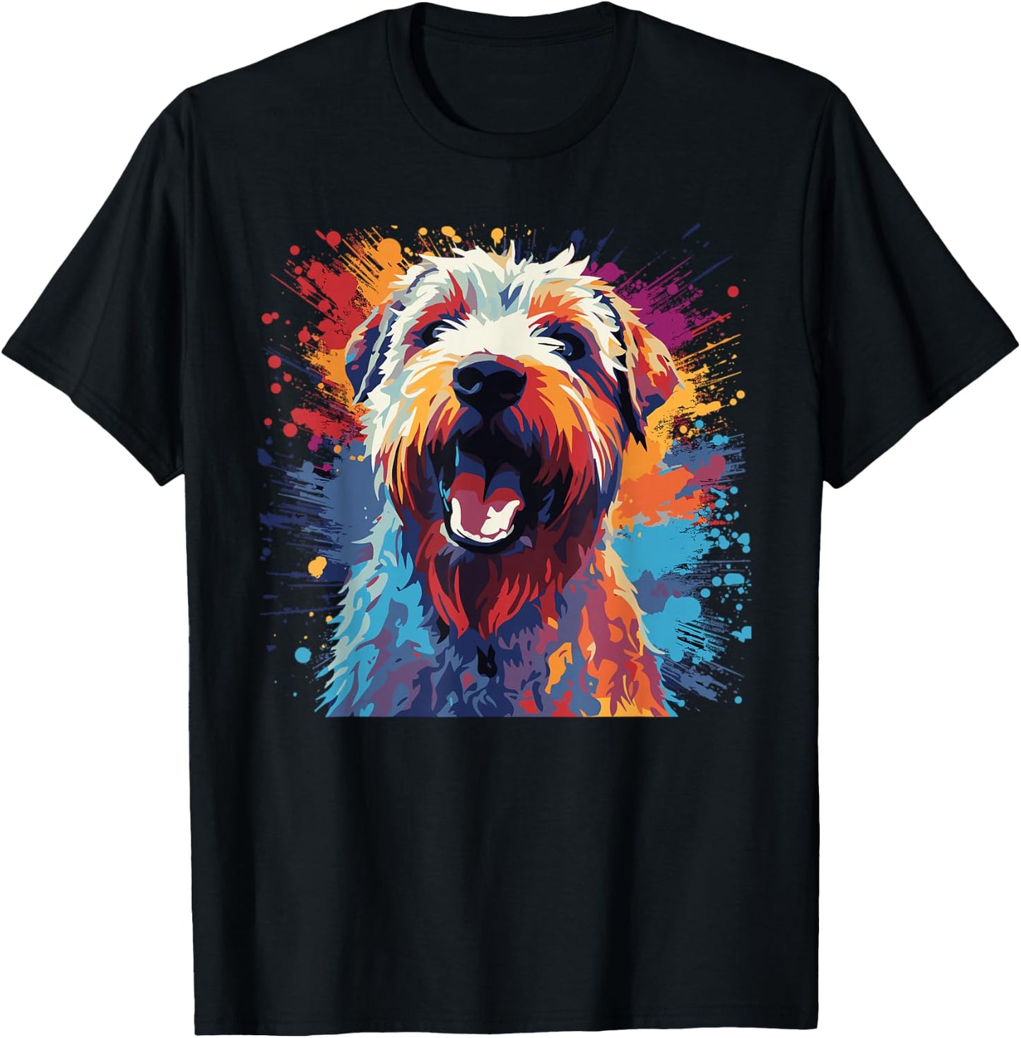 Watercolor Colorful Irish Soft Coated Wheaten Terrier T-Shirt - T-Shirt | Black