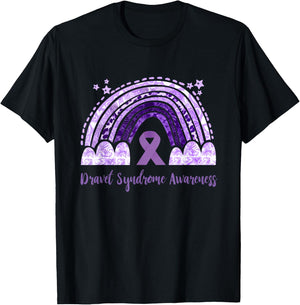 Dravet Purple Ribbon Dravet Syndrome Awareness Rainbow T-Shirt - T-Shirt | Black