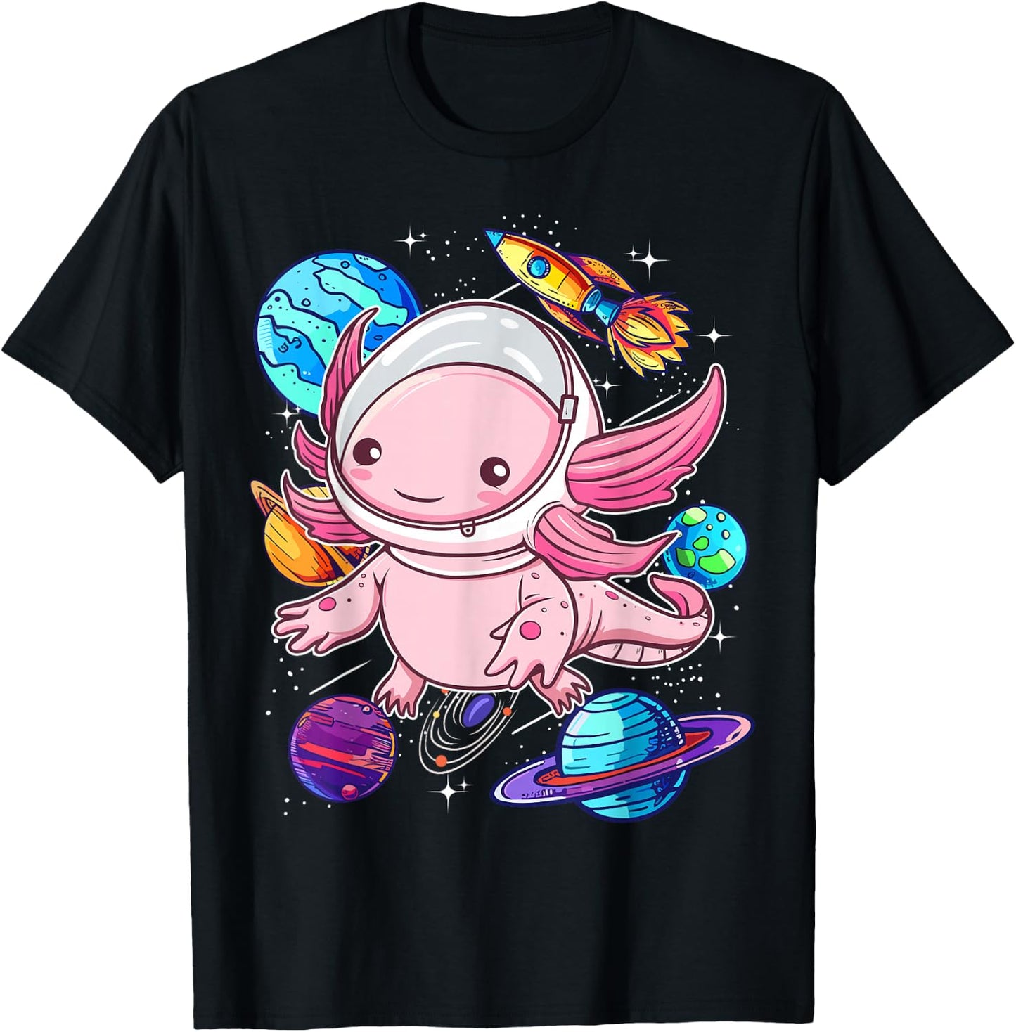 Axolotl Shirts For Girls Boys Kid Axolotl Space Shirt Kawaii T-Shirt - T-Shirt | Black