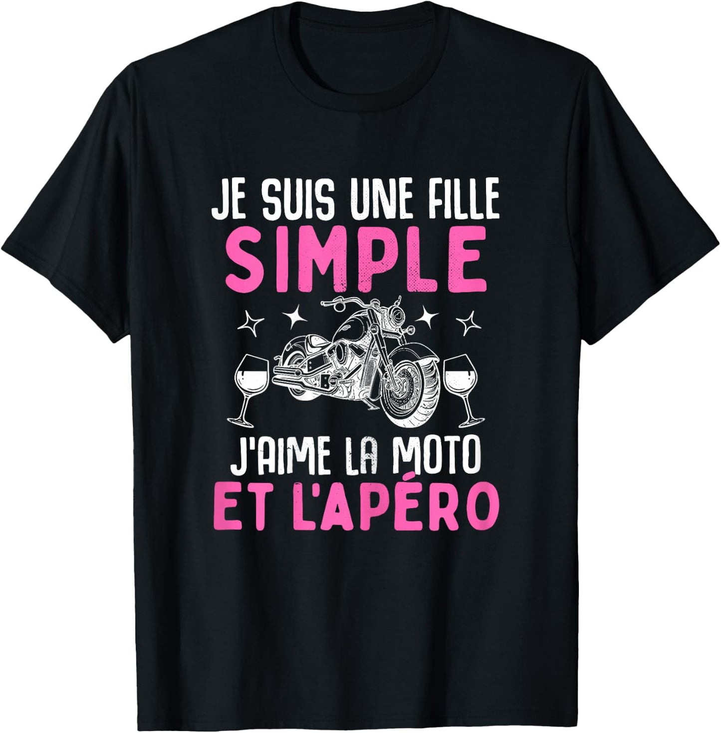 Simple Girl I Love the Motorcycle Aperitif Motorcycle Woman Biker , Black, Female X-Small T-Shirt - T-Shirt | Black
