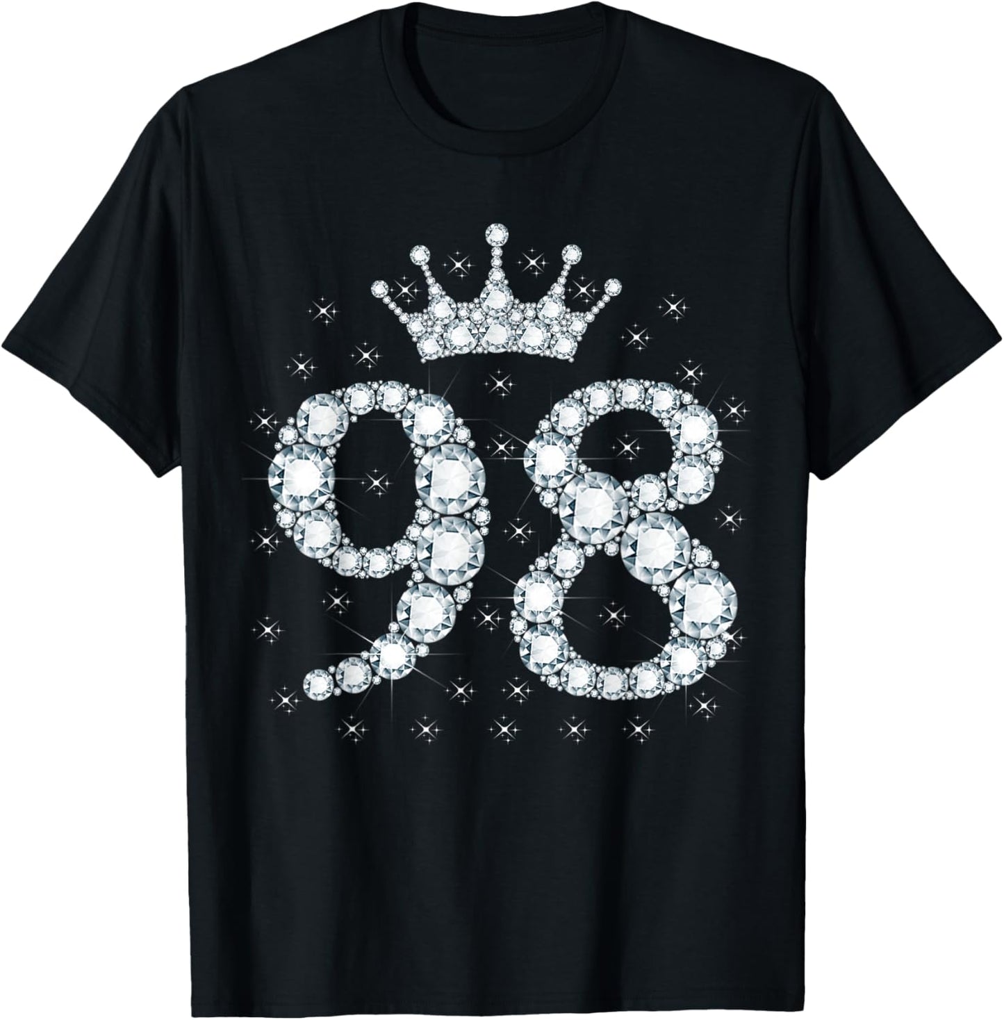 98 Crown 98 Years Old Happy 98th Birthday Girl Women T-Shirt - T-Shirt | Black