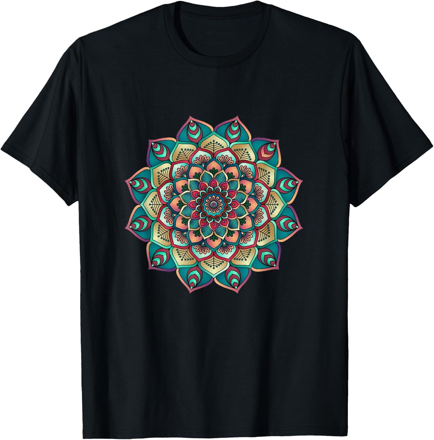 Lotus Flower Yoga Mandala für Damen, Herren, Kinder T-Shirt - T-Shirt | Black