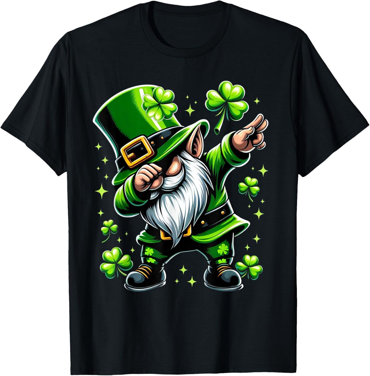 St Patricks Day Gnome Dabbing Gnomes Shamrock Men Women Kids T-Shirt - T-Shirt | Black
