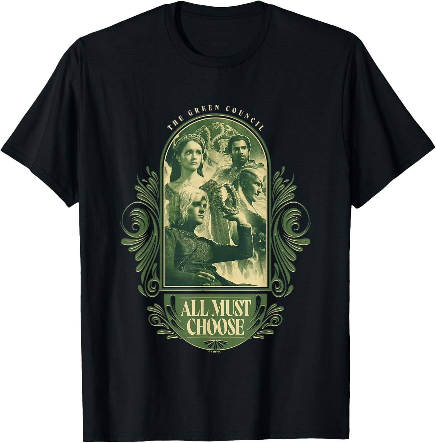 House of the Dragon The Green Council All Must Choose Retro T-Shirt - T-Shirt | Black