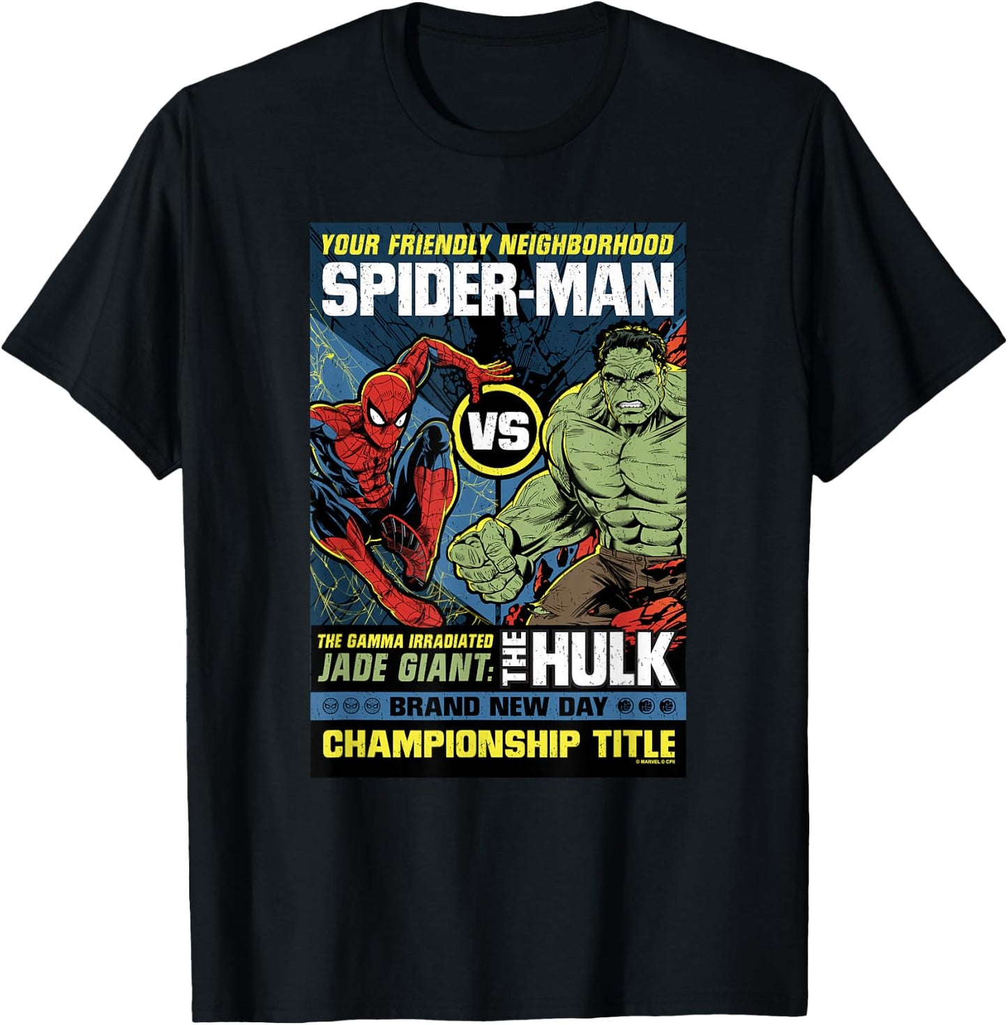 Marvel Spider-Man Day Spidey vs Hulk Champ Comic T-Shirt - T-Shirt | Black