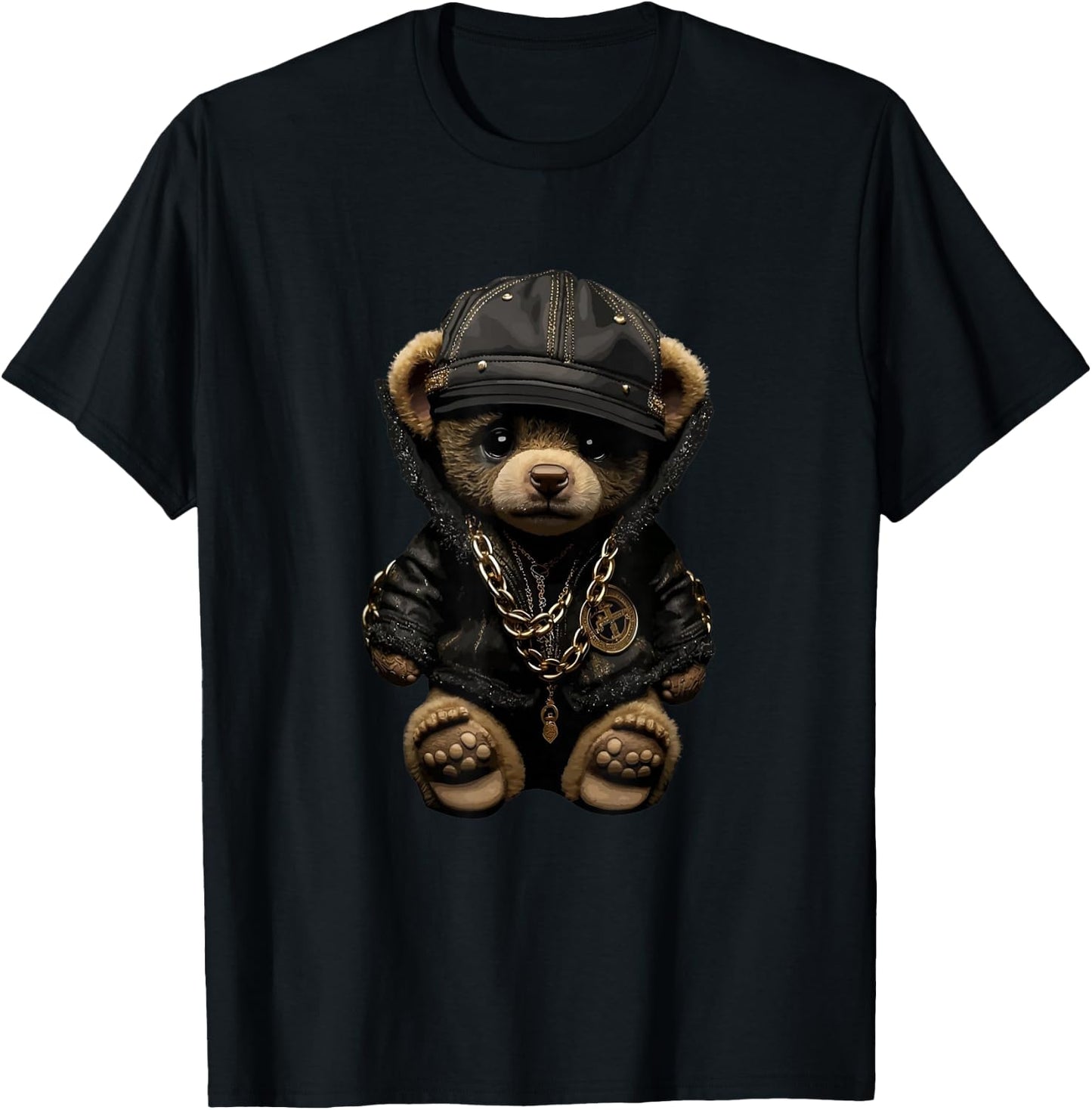 Teddy Fashion Rap Bear Stylish Hip Hop Funny , black T-Shirt - T-Shirt | Black