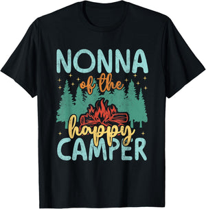 Nonna of Happy Camper 1st Birthday Party Retro Nonna T-Shirt - T-Shirt | Black