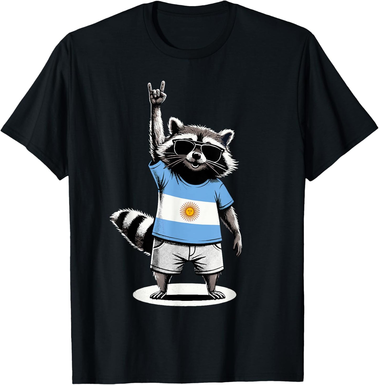 Argentinian Flag Raccoon Argentina T-Shirt - T-Shirt | Black