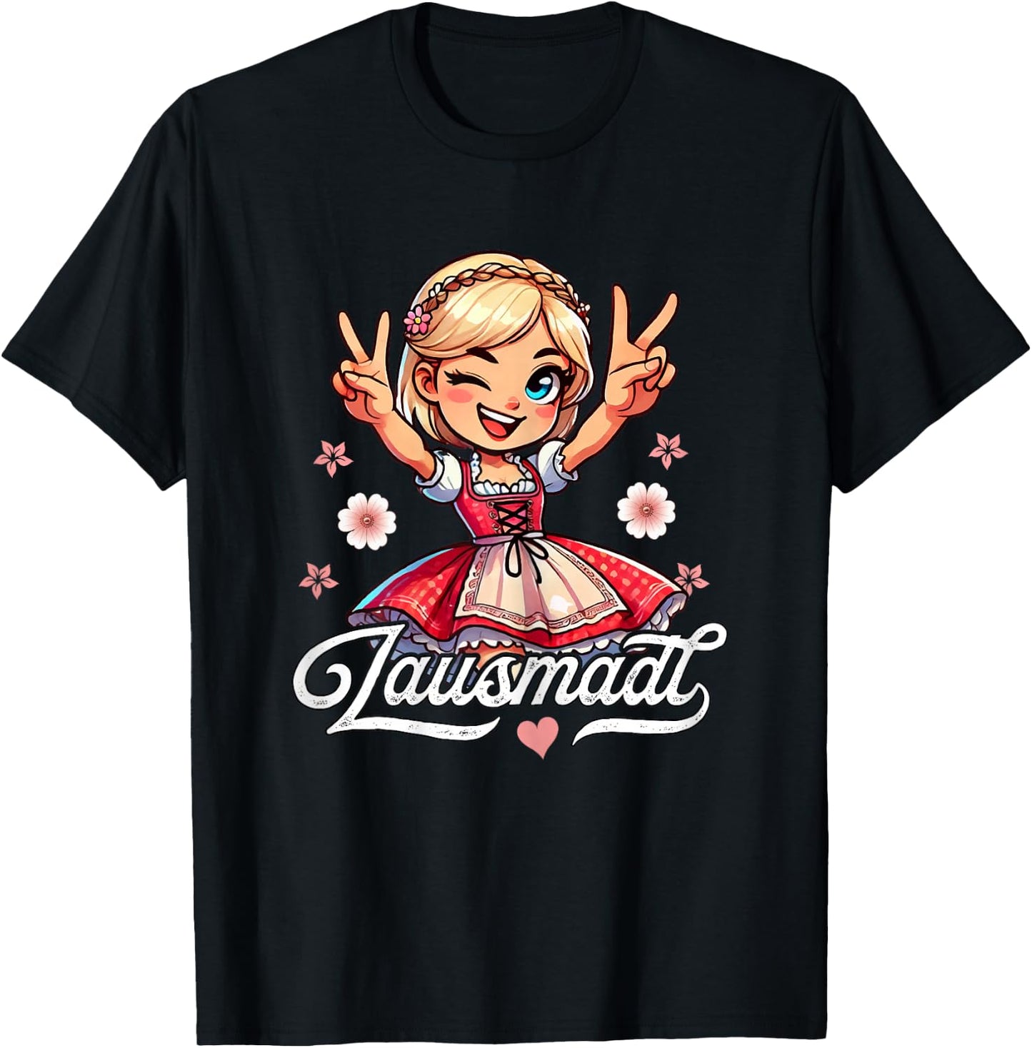 Kinder Trachtenshirt Damen Trachten Mädchen Lausmadl T-Shirt - T-Shirt | Black