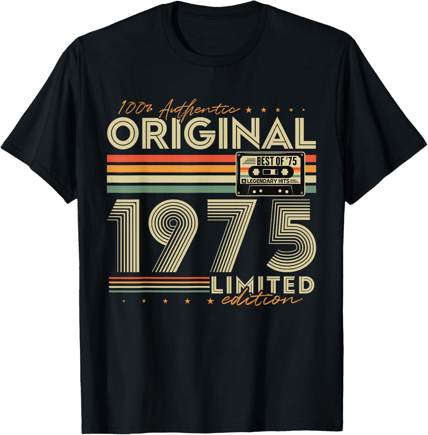 Original 1975 Vintage Gift 50th Birthday Man Woman , Black, S T-Shirt - T-Shirt | Black
