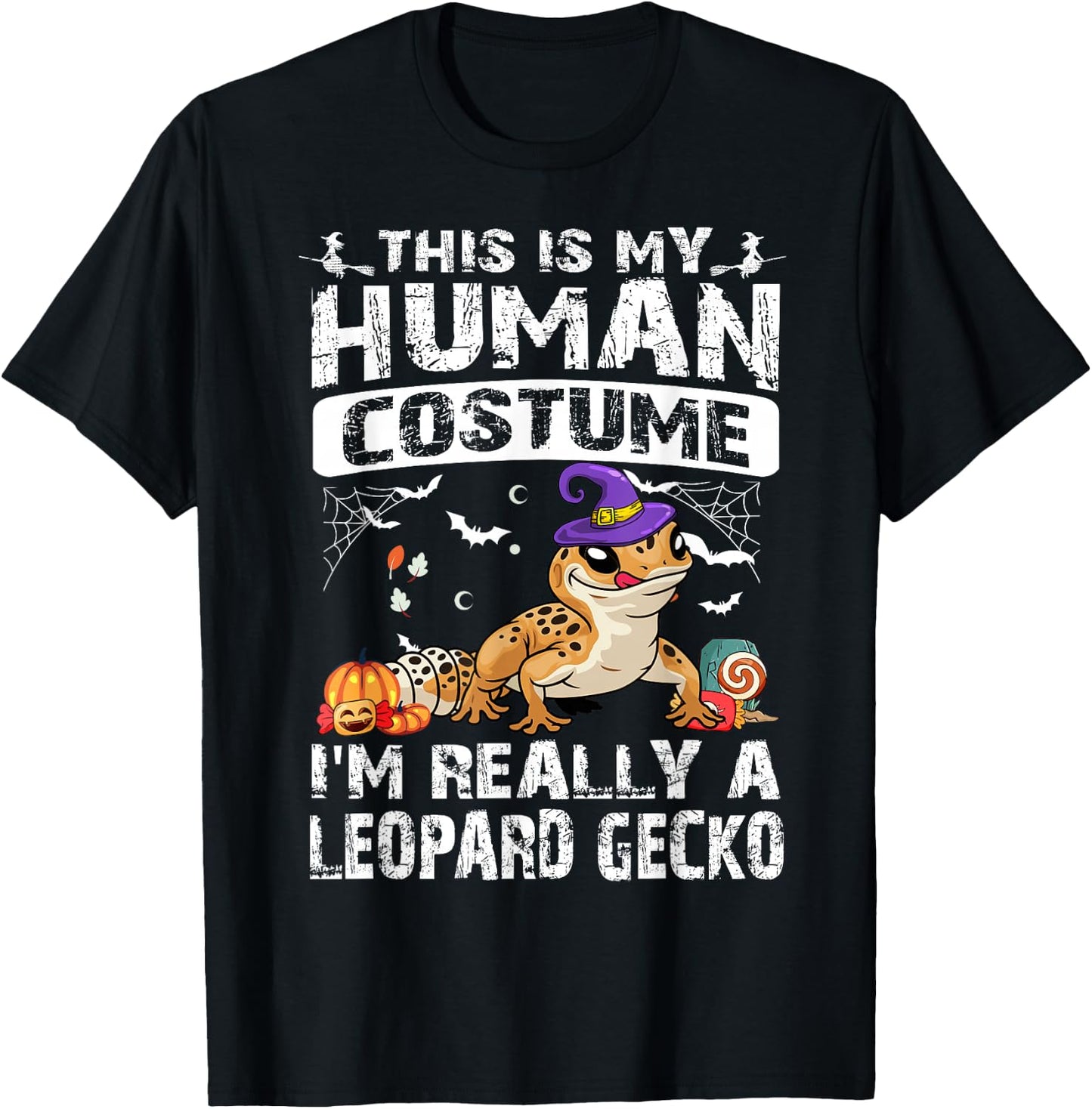 This Is My Human Costume I'm Really A Leopard Gecko T-Shirt - T-Shirt | Black