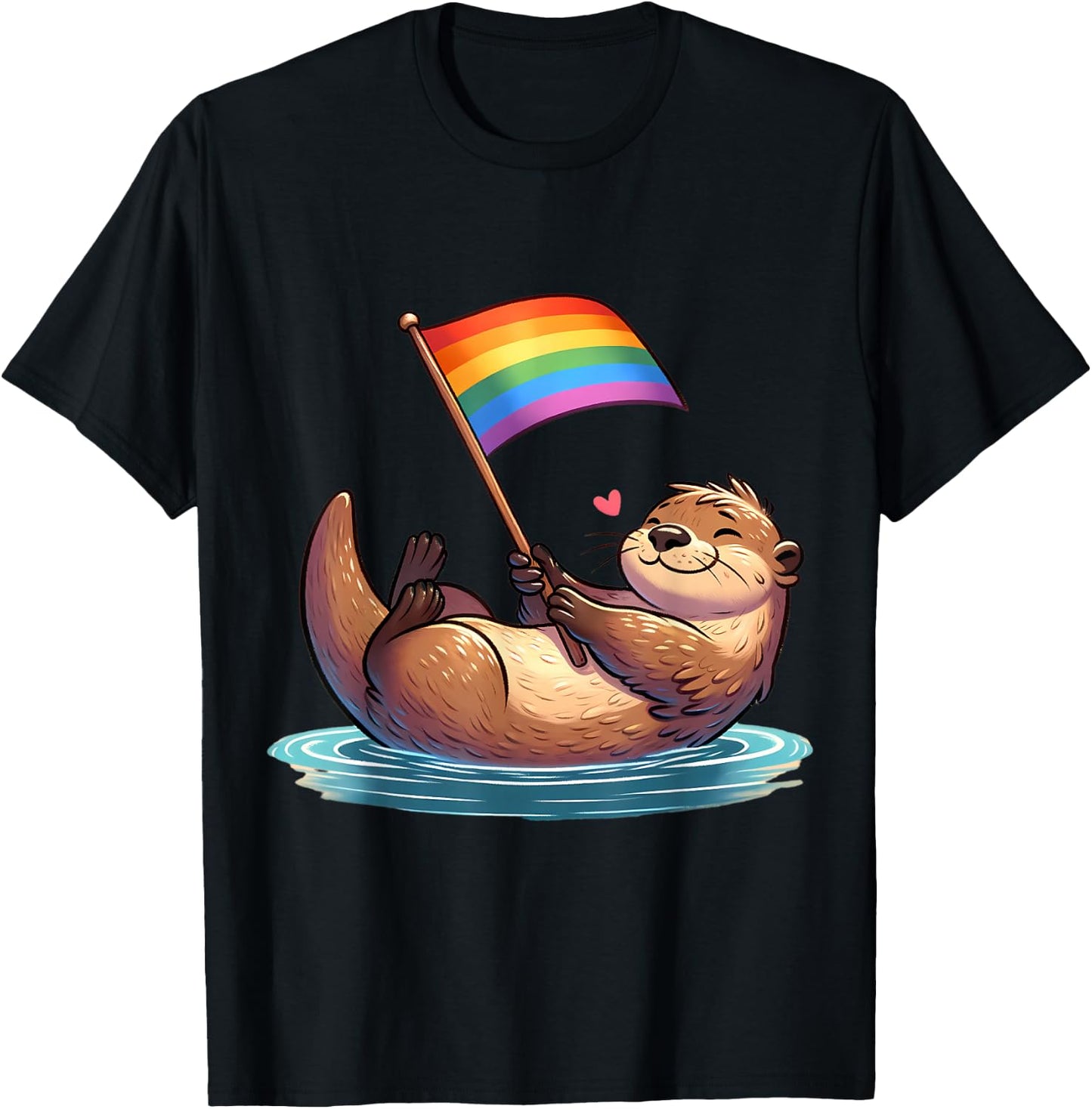 Gay Otter LGBTQ Rainbow Flag Pride Animal T-Shirt - T-Shirt | Black
