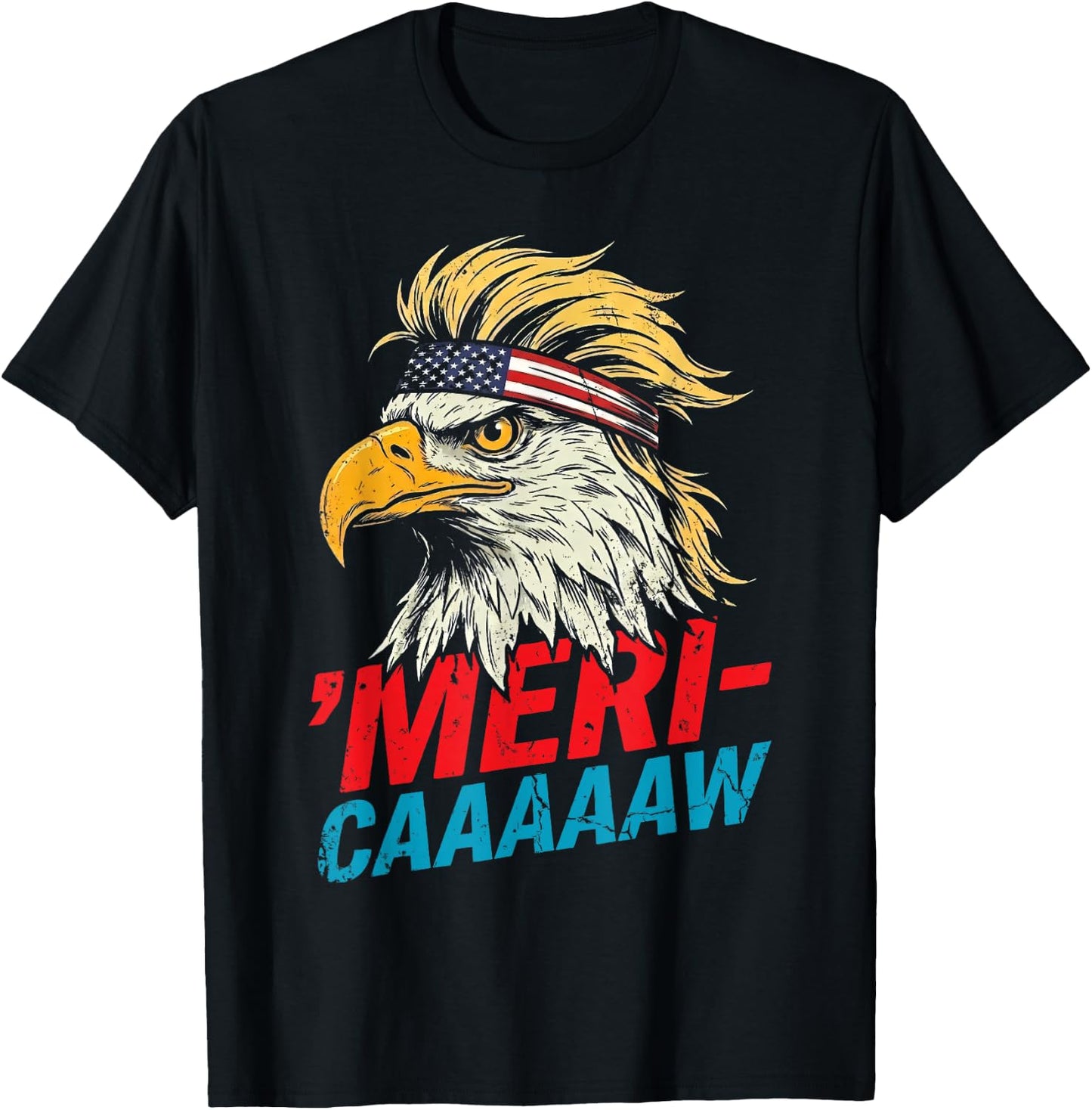 4th of July Eagle Meri Caw Freedom Patriotic Men Women Kids T-Shirt - T-Shirt | Black