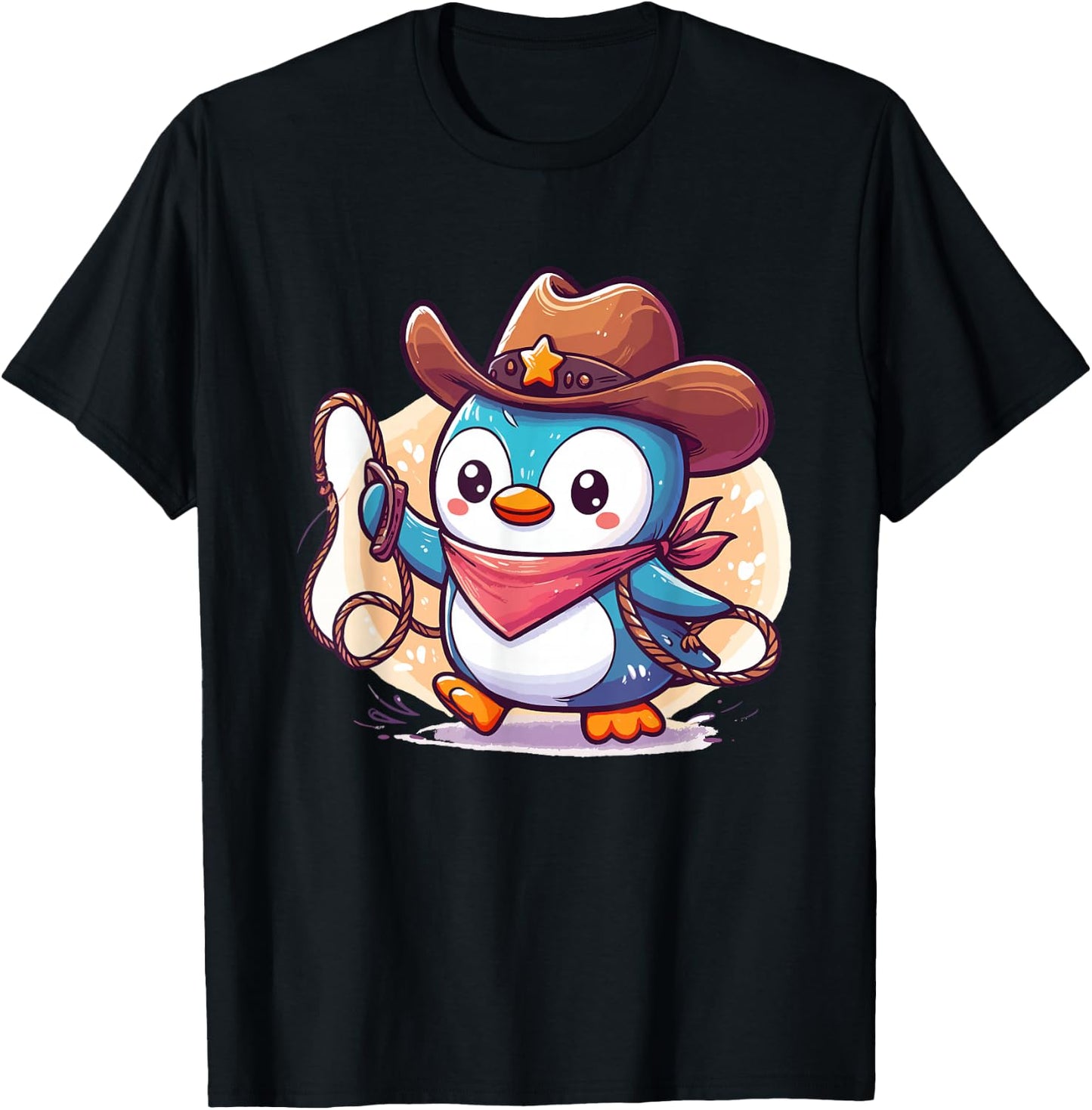 Western Rodeo Cowboy Hat Penguin Texas Animals T-Shirt - T-Shirt | Black