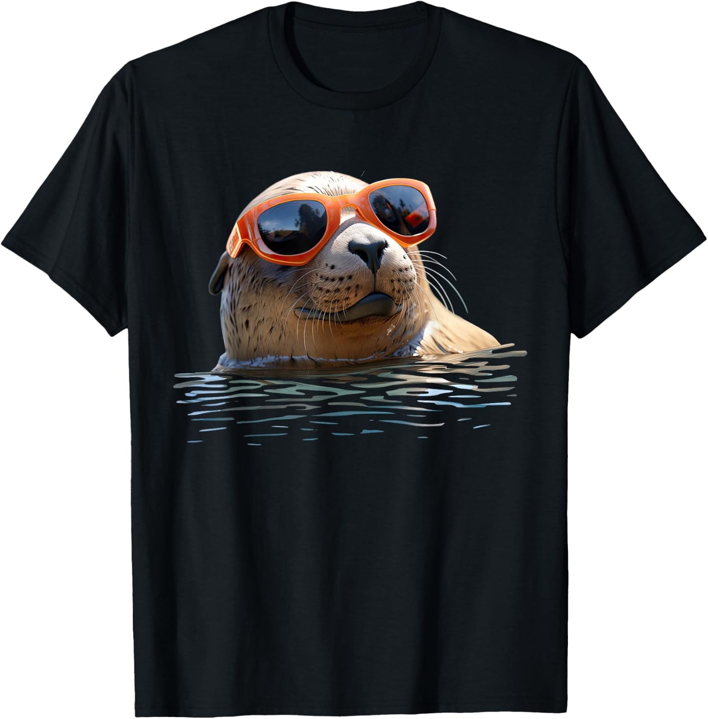 Seal with Sunglasses Seal Dog Seal Cute Seal , black T-Shirt - T-Shirt | Black